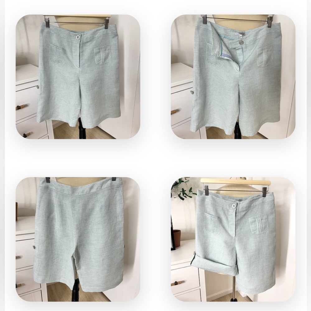 Alberto Makali Light Mint Green Linen Bermuda Shorts